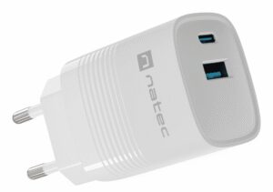 CARGADOR NATEC RIBERA GAN 30W PD3.0 QC3.0 1XUSB-A + 1XUSB-C BLANCO