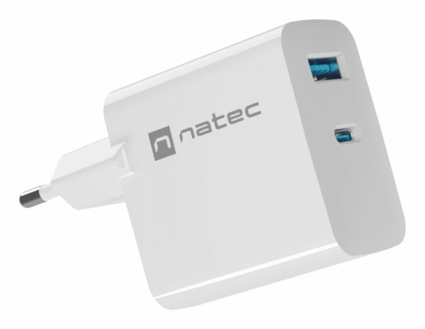 CARGADOR NATEC RIBERA GAN 45W PD3.0 QC3.0 1XUSB-A + 1XUSB-C BLANCO