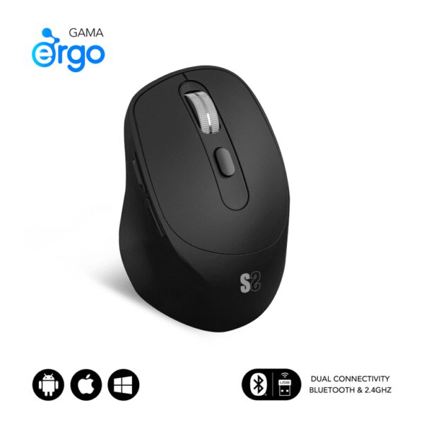 RATON SUBBLIM ERGO DUAL NEGRO BLUETOOTH BATERIA RECARGABLE