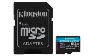 MICRO SD KINGSTON 512GB CANVAS GO PLUS U3 V30 CON ADAPTADOR