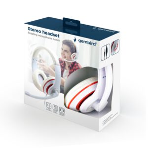 AURICULARES GEMBIRD MHS-03-WTRD BLANCO ROJO MICROFONO ALAMBRICO 3.5MM