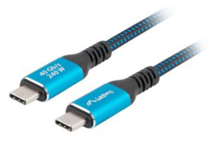 CABLE USB-C 4.0 LANBERG MACHO/MACHO 1M 240W 8K 60HZ NEGRO/AZUL