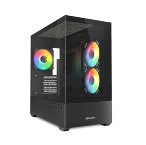 CAJA GAMING mATX SHARKOON MK6 RGB 3XVENT 120MM 2XUSB SN FUENTE NEGRO