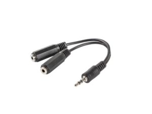 ADAPTADOR LANBERG JACK STEREO MACHO A JACK STEREO HEMBRA X2 10 CM NEGRO
