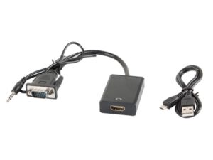 ADAPTADOR LANBERG VGA MACHO+AUDIO 3.5MM JACK/HDMI HEMBRA 20 CM NEGRO