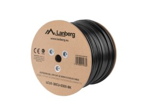 BOBINA CABLE RED LANBERG EXTERIOR UTP RJ45 CAT.5E SOLIDO CU AWG24 305M NEGRO FLU