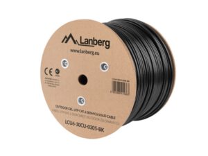 BOBINA CABLE RED LANBERG EXTERIOR UTP RJ45 CAT.6 GEL-FILLED CU AWG24 305M  NEGRO