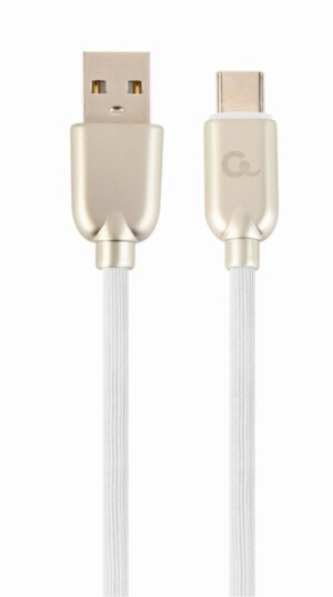CABLE DE CARGA Y DATOS GEMBIRD USB TIPO C DE CAUCHO PREMIUM, 2M, BLANCO