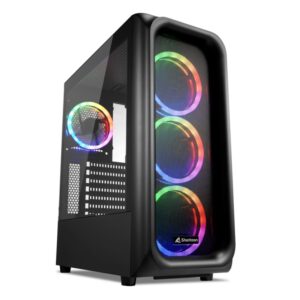 CAJA ATX SHARKOON TK5M RGB 2XUSB3.0 1XUSBtipoC SIN FUENTE NEGRO