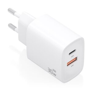 CARGADOR AISENS GAN 30W 1XUSB-C PD3.0 QC4.0 1XUSB-A QC3.0 BLANCO