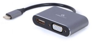 ADAPTADOR DE PANTALLA GEMBIRD USB TIPO C A HDMI , VGA, GRIS ESPACIAL