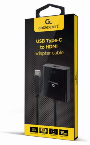CABLE ADAPTADOR USB TIPO-C A HDMI 4K 30HZ 15 CM NEGRO