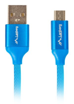 CABLE USB LANBERG 2.0 MACHO/MICRO USB MACHO QUICK CHARGE 3.0 1.8M AZUL