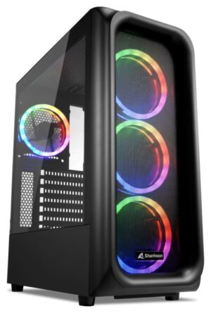 CAJA ATX SHARKOON TK5M RGB 2XUSB3.0 1XUSBtipoC SIN FUENTE NEGRO