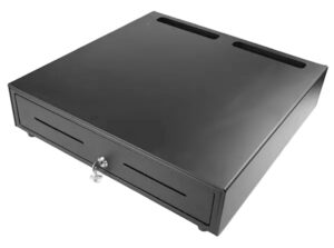 CAJON PORTAMONEDAS MUSTEK 460X465 MM 5 BILL/8 MON RJ12 MICROSWITCH NEGRO