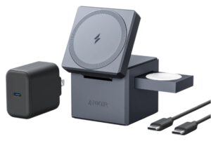 CARGADOR ANKER 3 EN 1 CON MAGSAFE CUBO GRIS