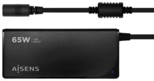 CARGADOR PORTATIL AISENS 65W AUTOMATICO 9 CONECTORES USB-A QC3.0 NEGRO