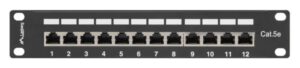 PATCH PANEL LANBERG 12 PUERTOS 1U 10" CAT.5E BLINDADO NEGRO