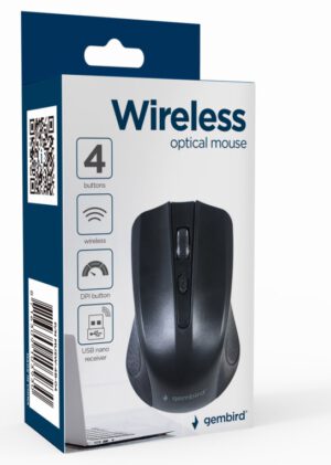 RATON GEMBIRD OPTICO 4 BOTONES NEGRO RF INALAMBRICO PILAS