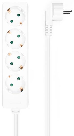 REGLETA AISENS BASE 4 TOMAS SIN INTERRUPTOR CABLE 3x1.5MM2 1.4M BLANCO
