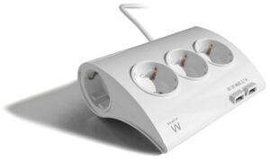 REGLETA EWENT 5 TOMAS SHUKO 16A SOBREMESA 2 PUERTOS USB 1.5M BLANCA