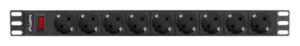REGLETA LANBERG 1U 16A 9X SCHUKO RACK 19" 3M NEGRO