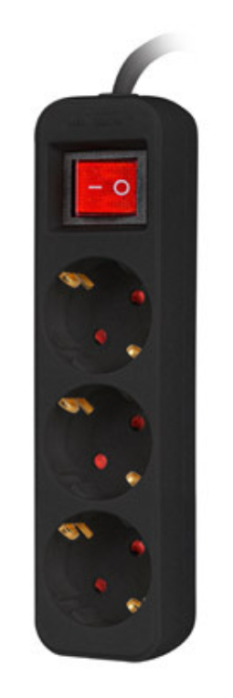 REGLETA LANBERG 3 TOMAS SCHUKO CON PROTECION NEGRA 1.5M