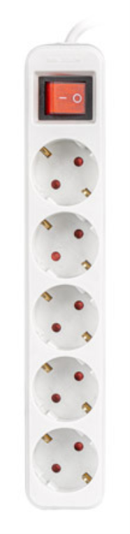 REGLETA LANBERG 5 TOMAS SCHUKO CON PROTECION BLANCA 3M