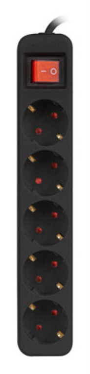 REGLETA LANBERG 5 TOMAS SCHUKO CON PROTECION NEGRA 1.5M