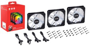 VENTILADOR CAJA XPG VENTOR 120MM NEGRO RGB X3