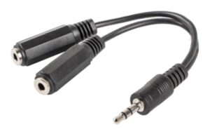 ADAPTADOR LANBERG JACK STEREO MACHO A JACK STEREO HEMBRA X2 10 CM NEGRO