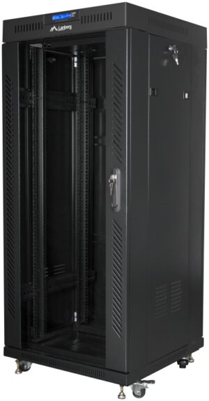 ARMARIO LANBERG 19" 27U 600X600 FLAT PACK NEGRO PUERTA CRISTAL CON LCD V2