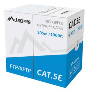 BOBINA CAT.5E LANBERG FTP RJ45 SOLIDO COBRE FLUKE TESTED AWG24 305M GRIS