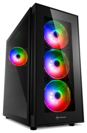CAJA ATX SHARKOON TG5 PRO 2XUSB3.0 2XUSB2.0 SIN FUENTE RGB NEGRO