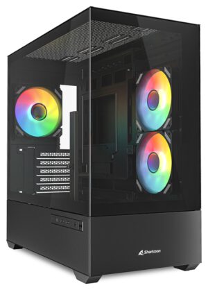 CAJA GAMING mATX SHARKOON MK6 RGB 3XVENT 120MM 2XUSB SN FUENTE NEGRO