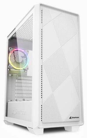 CAJA MIDI ATX SHARKOON VS8 RGB 1USB-A 1XVENT 120MM S/F FUENTE  BLANCO