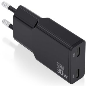 CARGADOR AISENS GAN ULTRA DELGADO 30W 2XUSB-C PD3.0 QC4.0 NEGRO