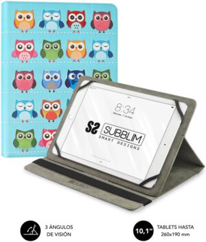FUNDA TABLET SUBBLIM TRENDY CASE OWLS 10.1"