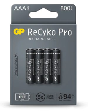 PILA RECARGABLE GP AAA SIN DESCARGA 800mAh (4 UD)