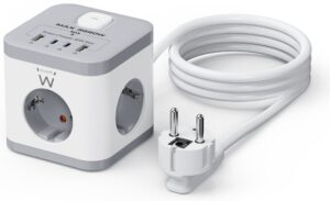 REGLETA CUBO EWENT BLOQUE 3 TOMAS SHUCKO & 2 USB-A & 2USB-C