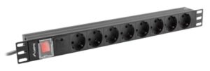REGLETA LANBERG 1U 16A SCHUKO 19 8X NEGRO 2M