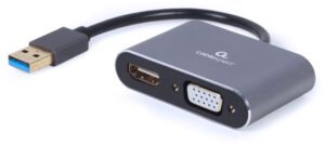 ADAPTADOR DE PANTALLA GEMBIRD USB A HDMI , VGA, GRIS ESPACIAL