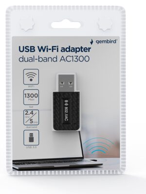 ADAPTADOR GEMBIRD WI-FI USB AC1300 DE BANDA DUAL COMPACTO