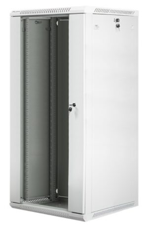 ARAMRIO LANBERG MURAL RACK 19" 27U/600X600 FLAT PACK PUERTA CRISTAL GRIS