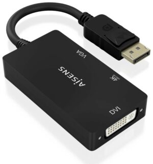 CABLE CONVERSOR AISENS DISPLAYPORT V1.2 A VGA/DVI/HDMI 4K NEGRO 15CM