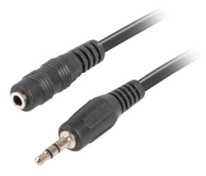 CABLE ESTEREO LANBERG JACK 3.5 MM MACHO/JACK 3.5MM HEMBRA 5M NEGRO