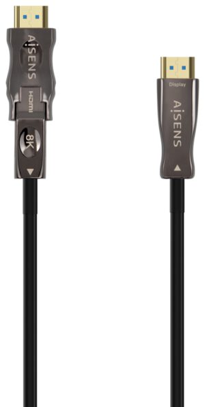 CABLE HDMI AISENS V2.1 OPTICO ACTIVO AOC DESMONTABLE 8K60HZ M/M 15M NEGRO
