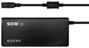 CARGADOR AISENS 90W AUTOMATICO UNI. PORTATIL 12 CONECTORES USB-A QC3.0 NEGRO