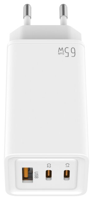 LEOTEC CARGADOR 65W GaN CARGA RAPIDA 2 USB TIPO-C PD 1 USB-A BLANCO
