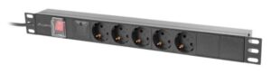 REGLETA LANBERG 1U 16A RACK 19 5X SOCKET SCHUKO NEGRO 2M